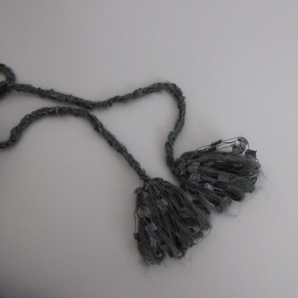 Lisa Intl Cardigan Sweater PM Black Chenille Tie & Toggle Fringe Collar/Sleeves - Picture 7 of 9